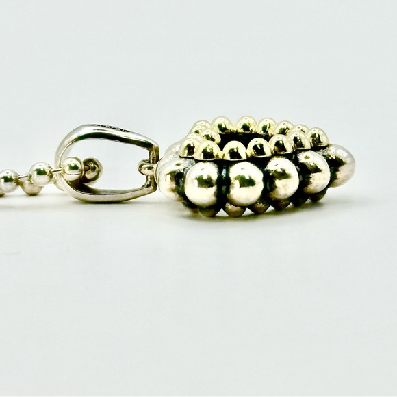 Lagos VINTAGE Caviar Two Tone Sterling Silver & Gold Open Heart Pendant Necklace - Picture 6 of 9